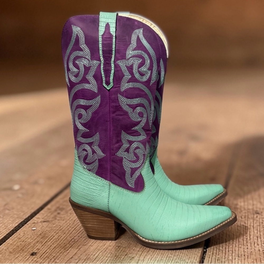 Dingo Purple and Mint Heeled Boots